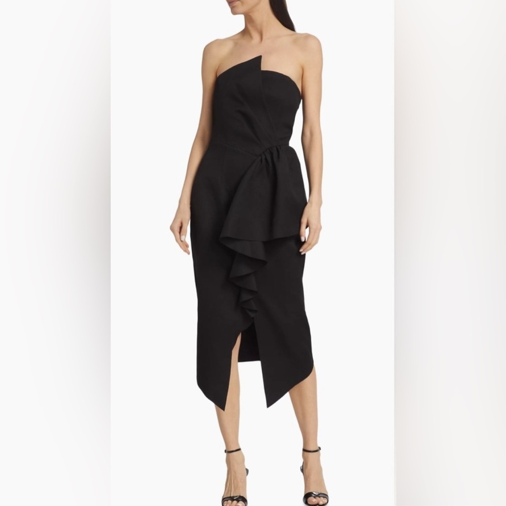 Elliat Reception Cascade Ruffle Strapless Cocktail Dress Whimsigoth Formal Large - Picture 3 of 16